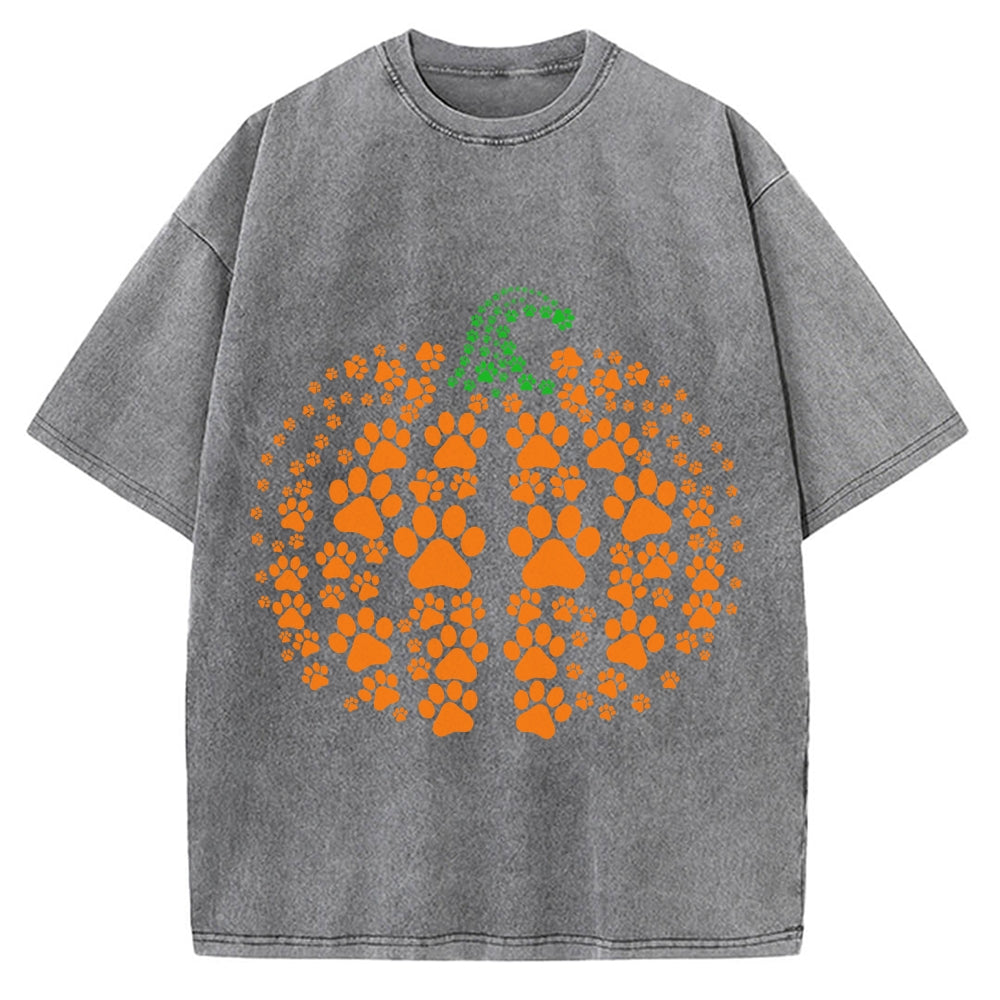 Cute Cat Pumpkin Vintage Washed T-shirt