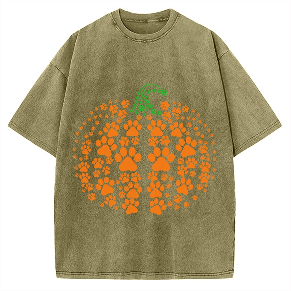 Cute Cat Pumpkin Vintage Washed T-shirt