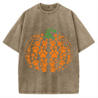 Cute Cat Pumpkin Vintage Washed T-shirt