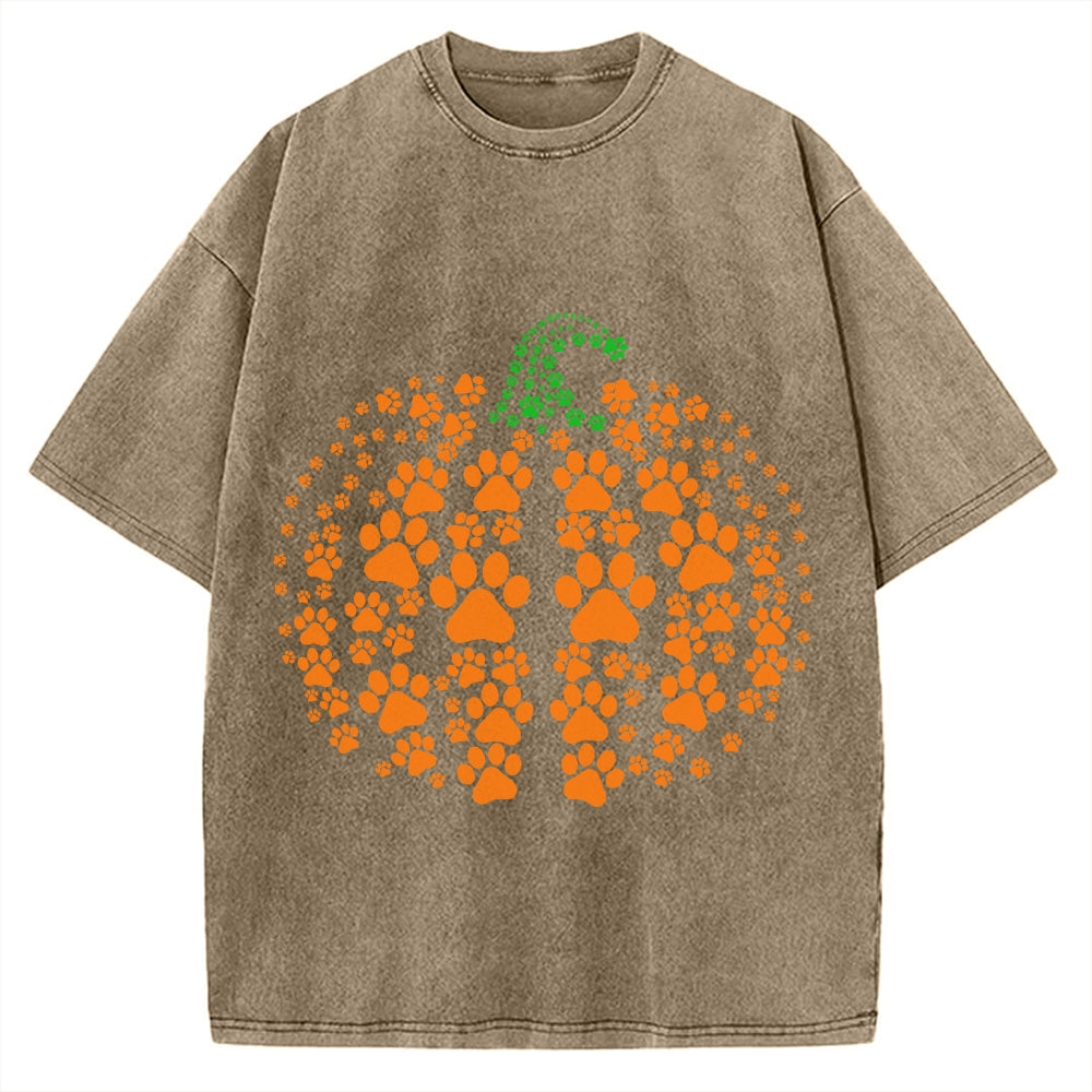 Cute Cat Pumpkin Vintage Washed T-shirt
