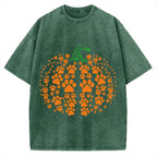 Cute Cat Pumpkin Vintage Washed T-shirt