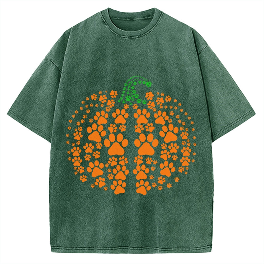 Cute Cat Pumpkin Vintage Washed T-shirt