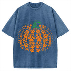 Cute Cat Pumpkin Vintage Washed T-shirt