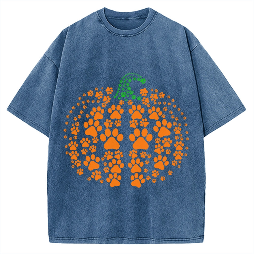 Cute Cat Pumpkin Vintage Washed T-shirt