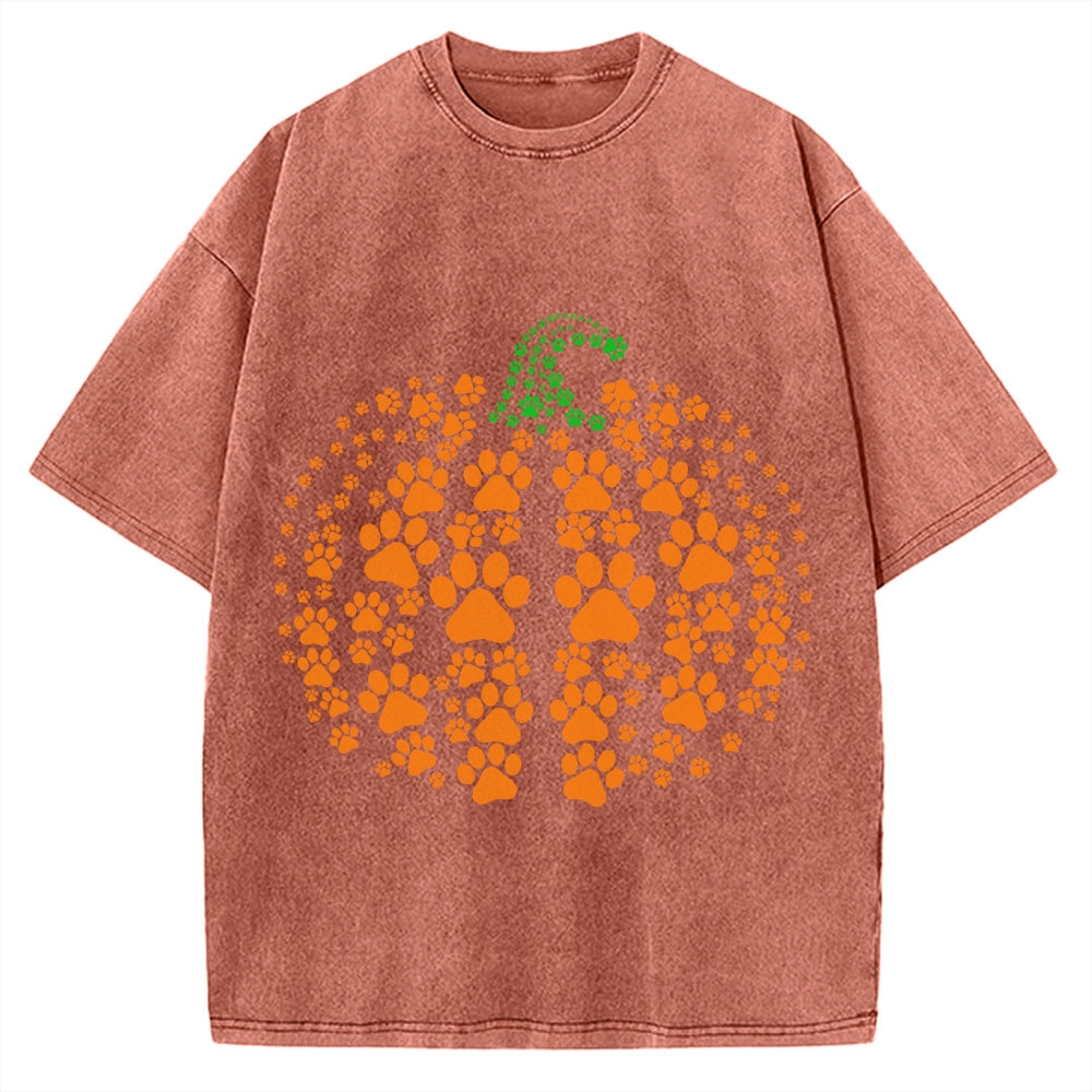 Cute Cat Pumpkin Vintage Washed T-shirt