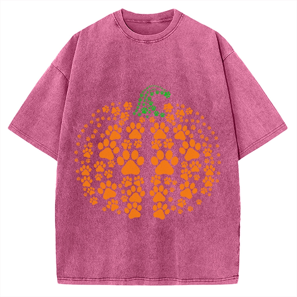 Cute Cat Pumpkin Vintage Washed T-shirt
