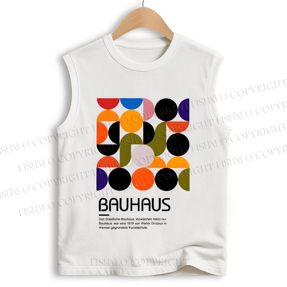 Unisex Vintage Bauhaus Design Printed Cotton Tank Top