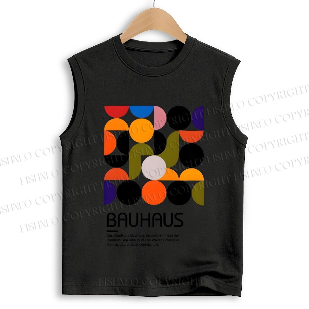 Unisex Vintage Bauhaus Design Printed Cotton Tank Top