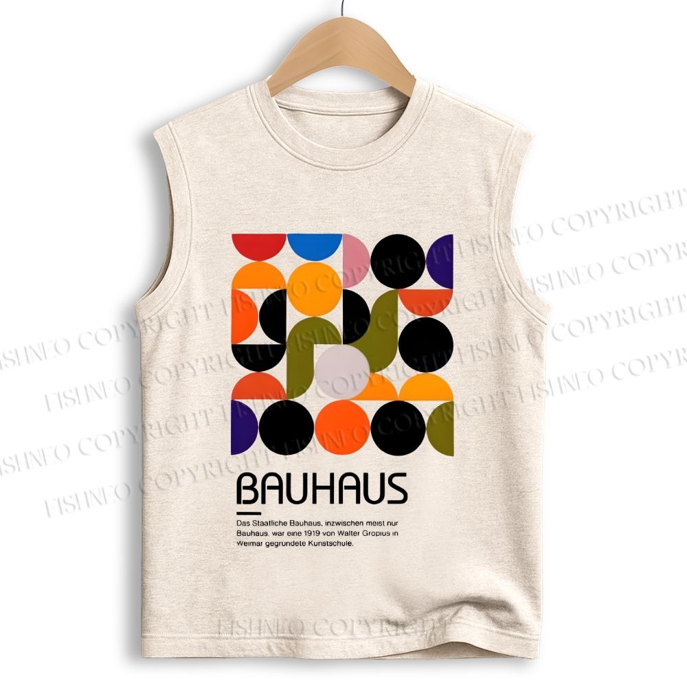 Unisex Vintage Bauhaus Design Printed Cotton Tank Top