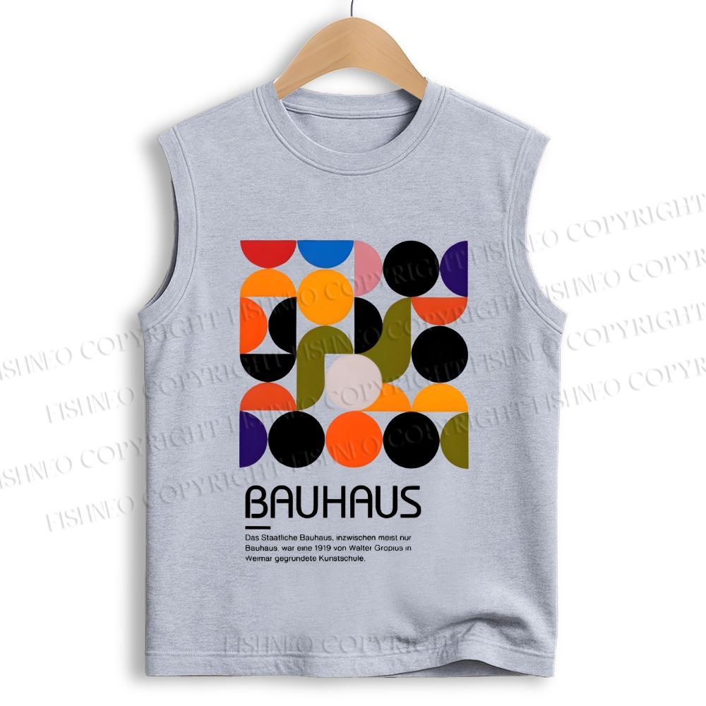 Unisex Vintage Bauhaus Design Printed Cotton Tank Top