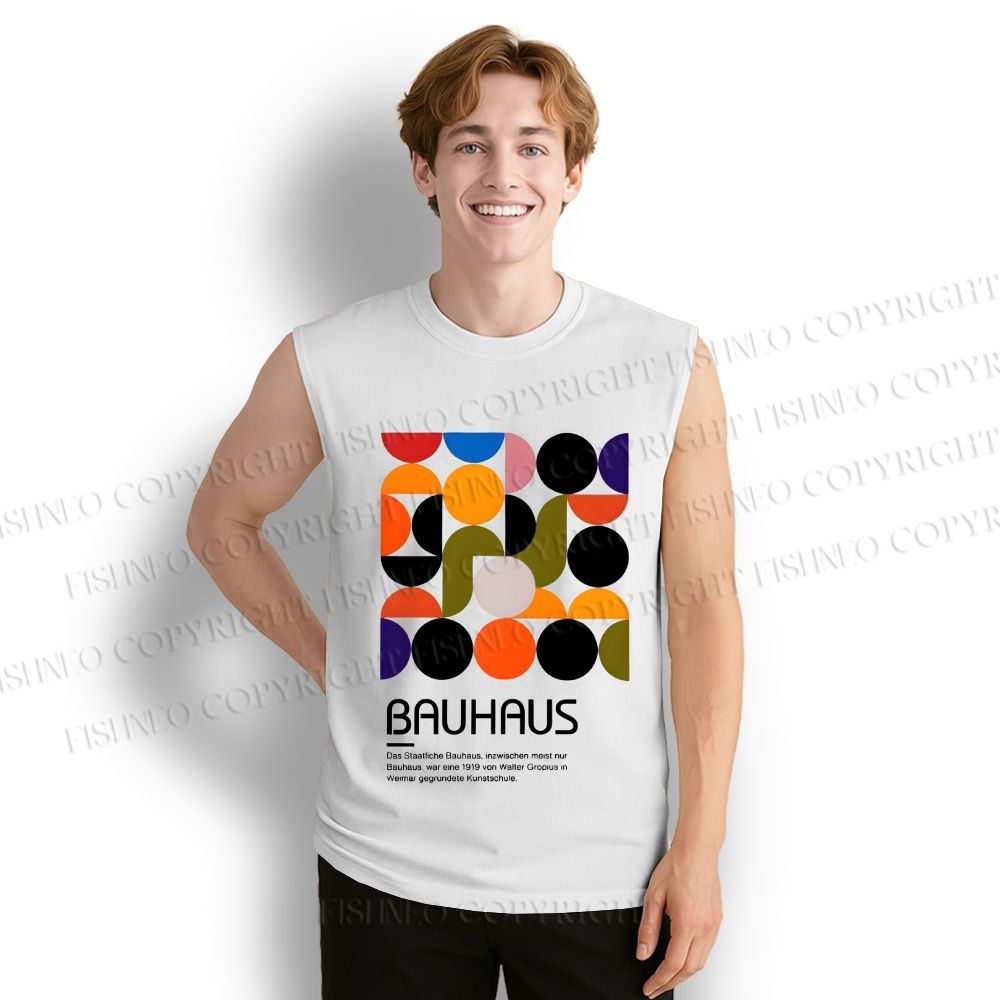 Unisex Vintage Bauhaus Design Printed Cotton Tank Top