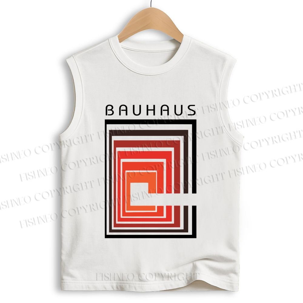 Unisex Vintage Bauhaus Design Printed Cotton Tank Top