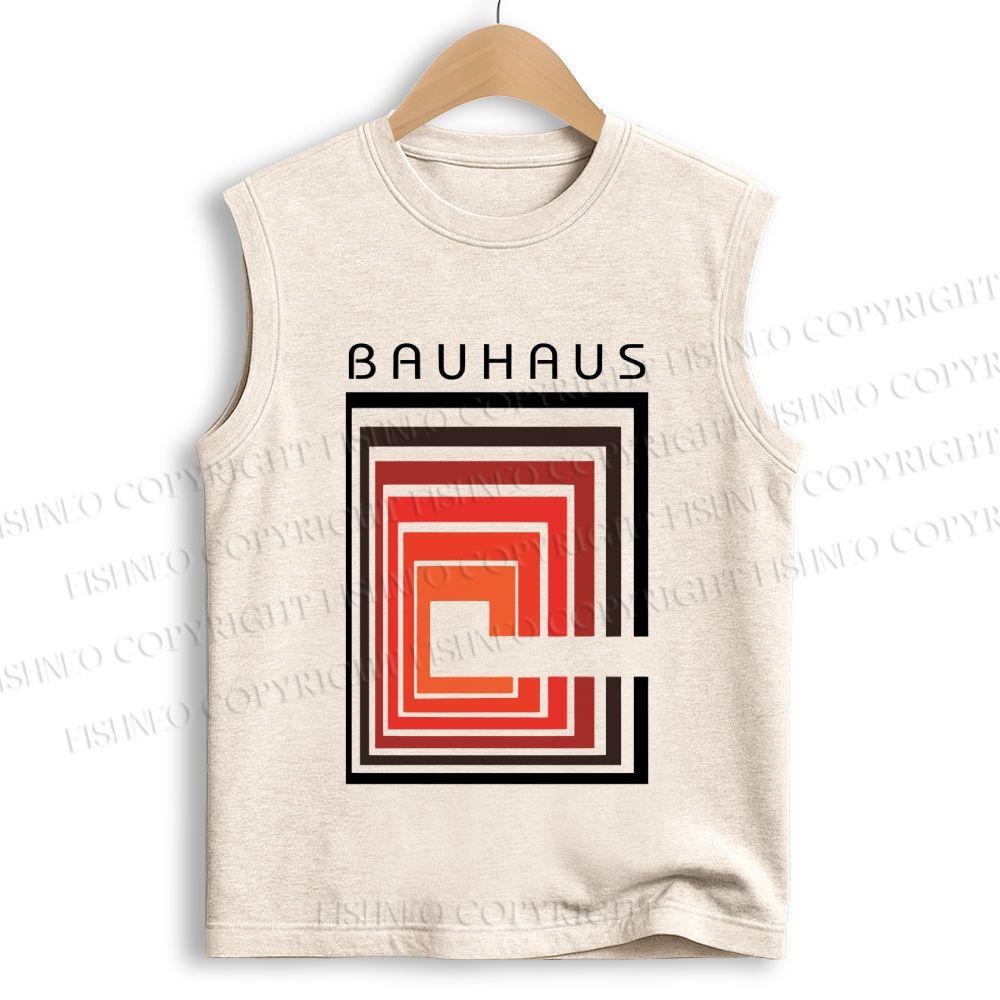 Unisex Vintage Bauhaus Design Printed Cotton Tank Top