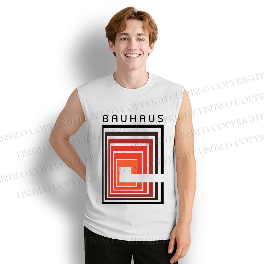 Unisex Vintage Bauhaus Design Printed Cotton Tank Top