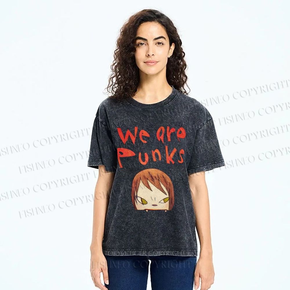 Unisex Yoshitomo Nara Printed Washed Tee