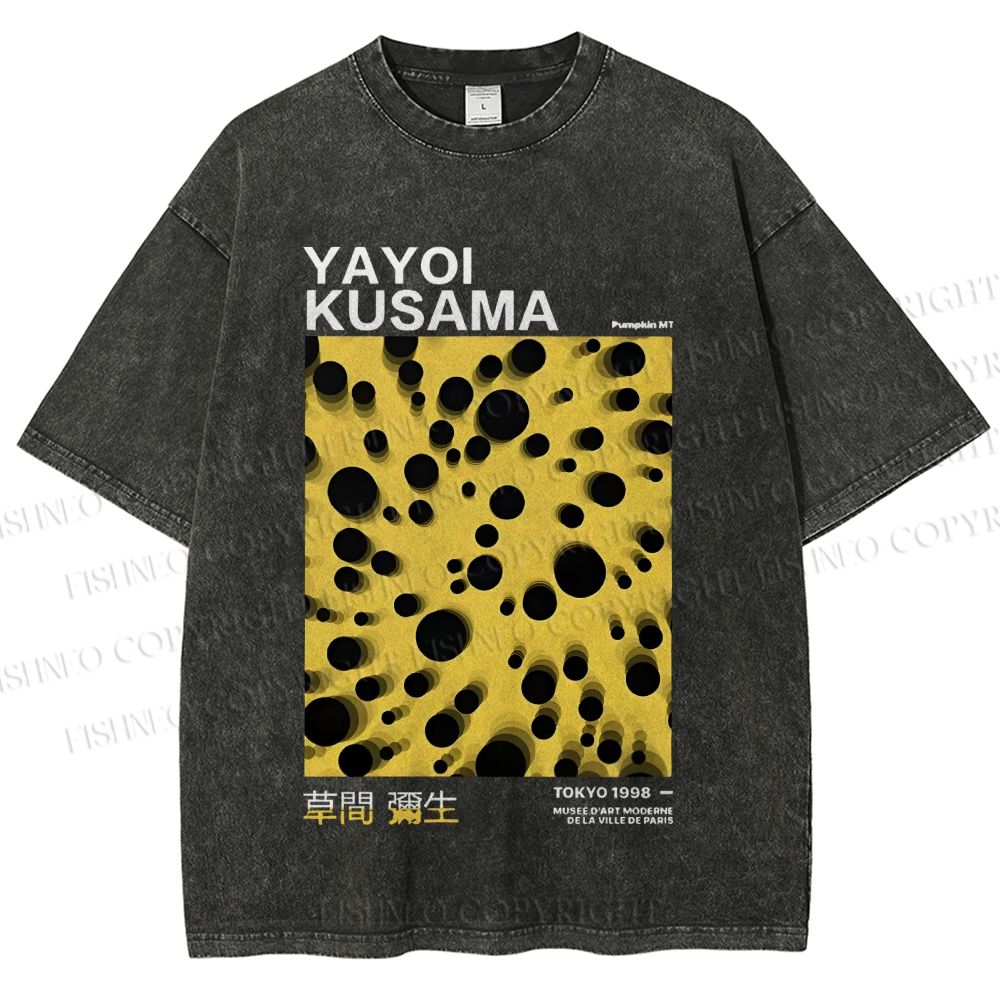 Unisex Japanese Yayoi Kusama Printed Washed Tee