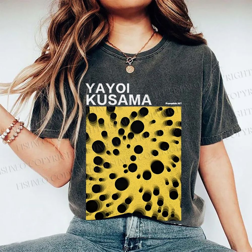 Unisex Japanese Yayoi Kusama Printed Washed Tee