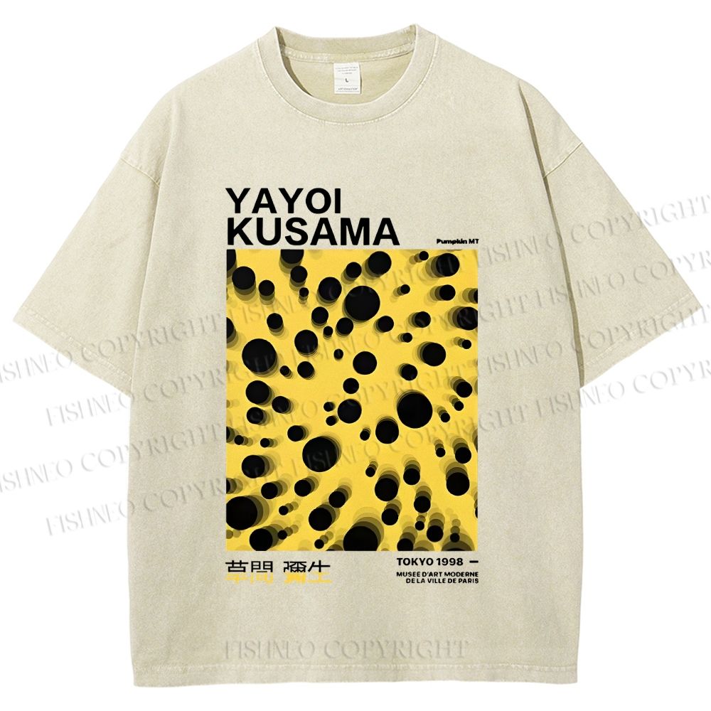 Unisex Japanese Yayoi Kusama Printed Washed Tee