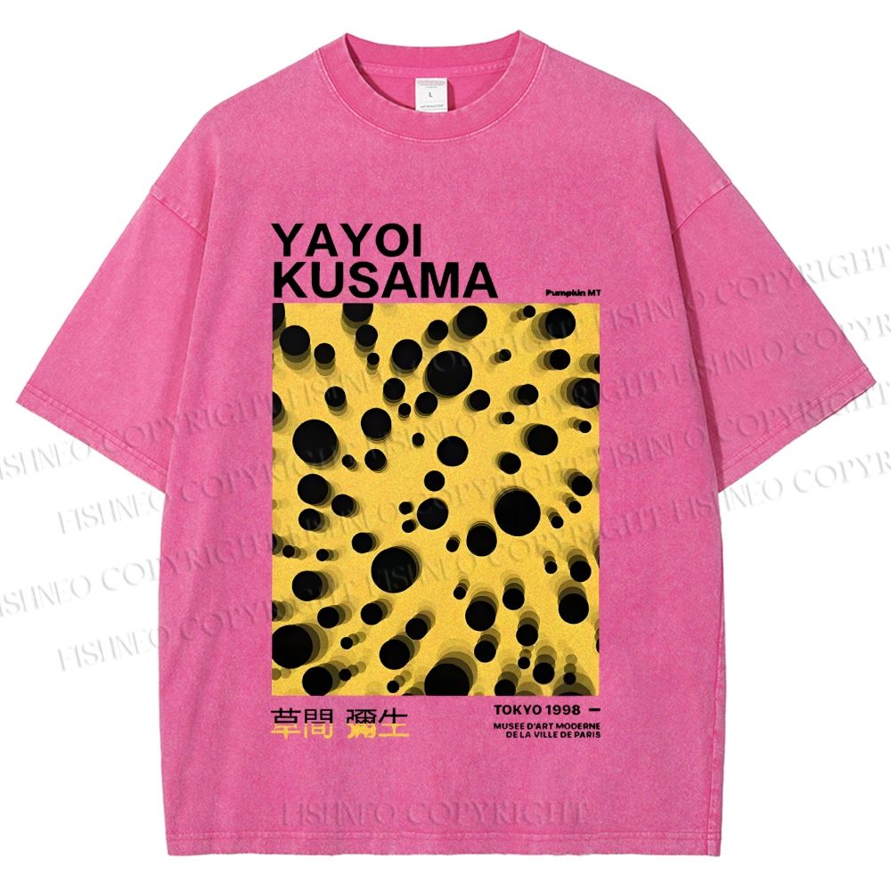 Unisex Japanese Yayoi Kusama Printed Washed Tee