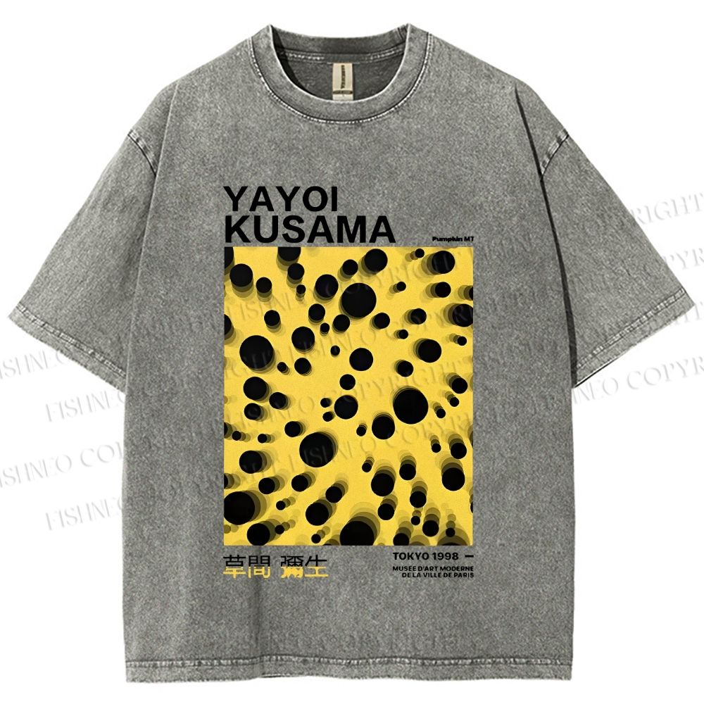 Unisex Japanese Yayoi Kusama Printed Washed Tee