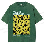 Unisex Japanese Yayoi Kusama Printed Washed Tee