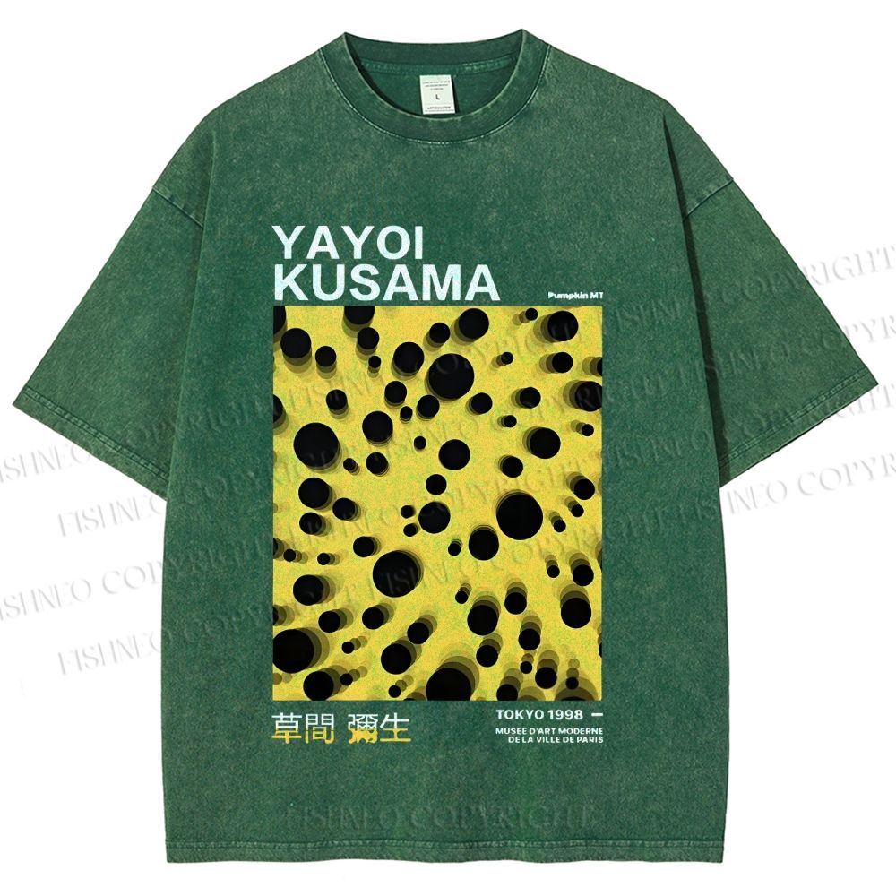 Unisex Japanese Yayoi Kusama Printed Washed Tee