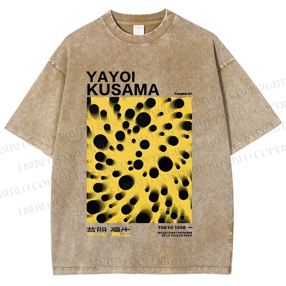 Unisex Japanese Yayoi Kusama Printed Washed Tee
