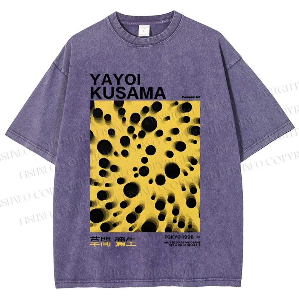 Unisex Japanese Yayoi Kusama Printed Washed Tee