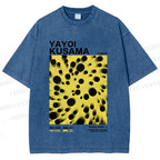 Unisex Japanese Yayoi Kusama Printed Washed Tee