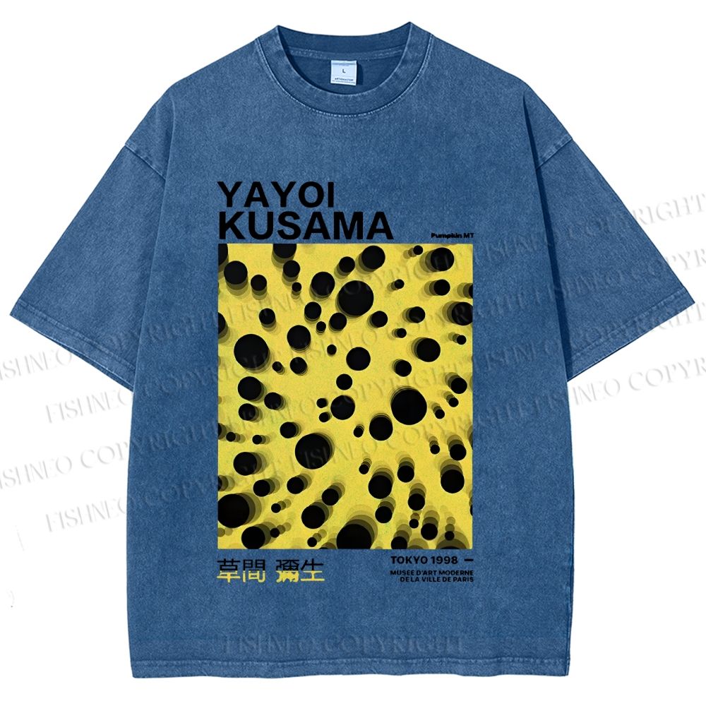 Unisex Japanese Yayoi Kusama Printed Washed Tee