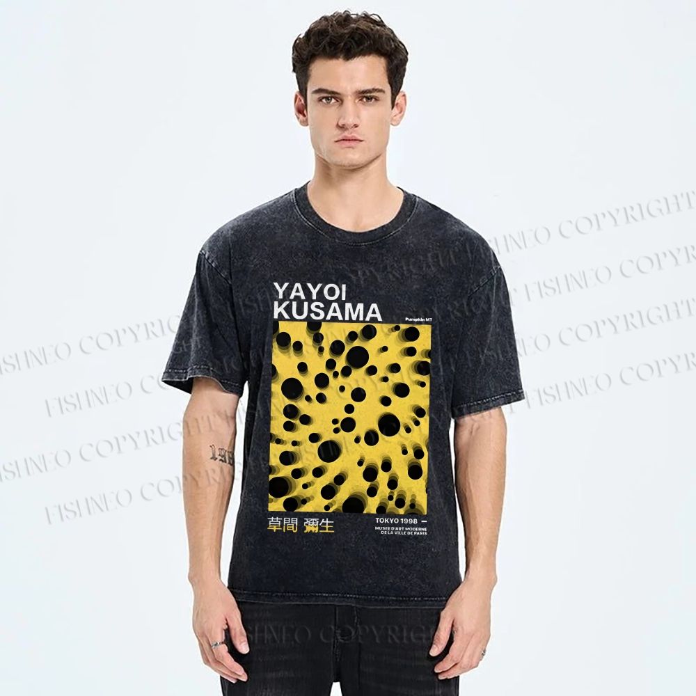 Unisex Japanese Yayoi Kusama Printed Washed Tee