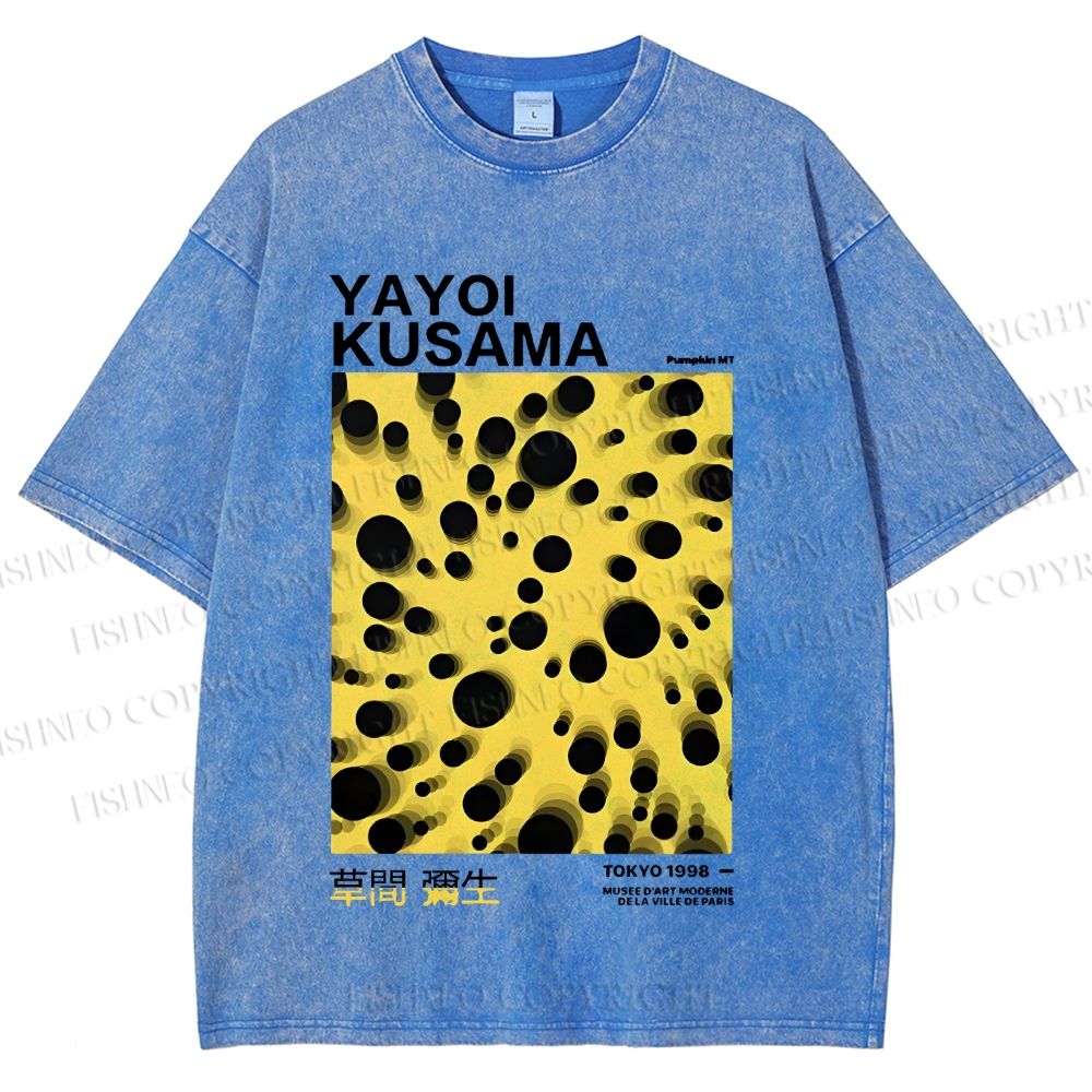 Unisex Japanese Yayoi Kusama Printed Washed Tee