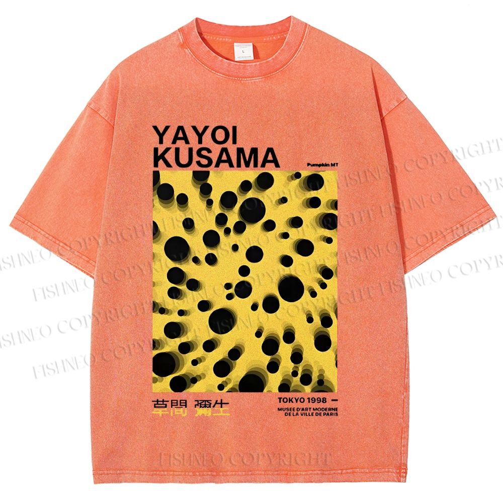 Unisex Japanese Yayoi Kusama Printed Washed Tee