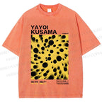 Unisex Japanese Yayoi Kusama Printed Washed Tee