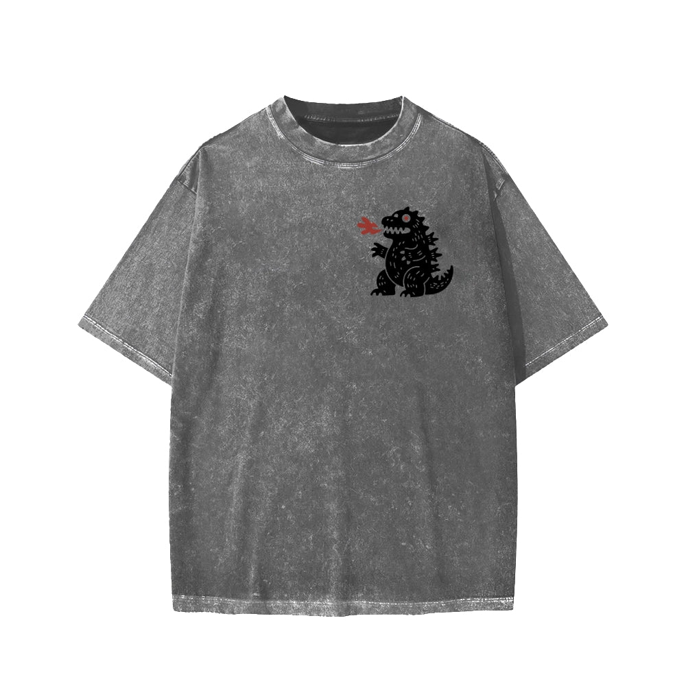 Unisex Lucky Monster Tokyo Japan Front And Back Printed Washed Tee