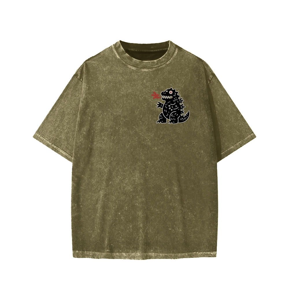 Unisex Lucky Monster Tokyo Japan Front And Back Printed Washed Tee