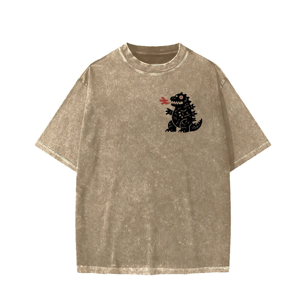 Unisex Lucky Monster Tokyo Japan Front And Back Printed Washed Tee