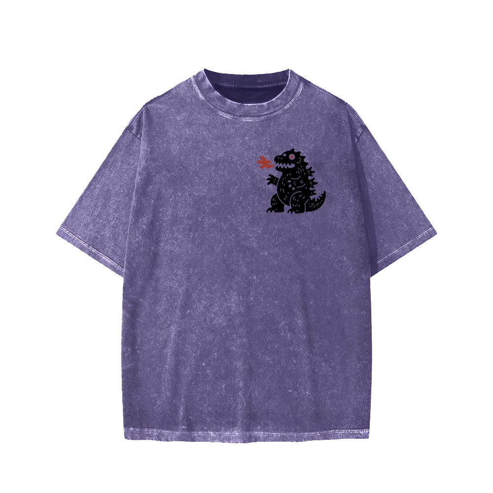 Unisex Lucky Monster Tokyo Japan Front And Back Printed Washed Tee