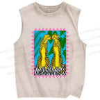 Unisex Leopard Printed Washed Tank Top