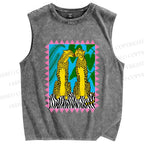 Unisex Leopard Printed Washed Tank Top