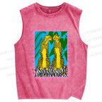 Unisex Leopard Printed Washed Tank Top