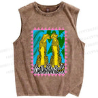 Unisex Leopard Printed Washed Tank Top