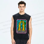 Unisex Leopard Printed Washed Tank Top