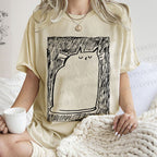 Unisex Simple Cat Drawing Printed Washed Tee