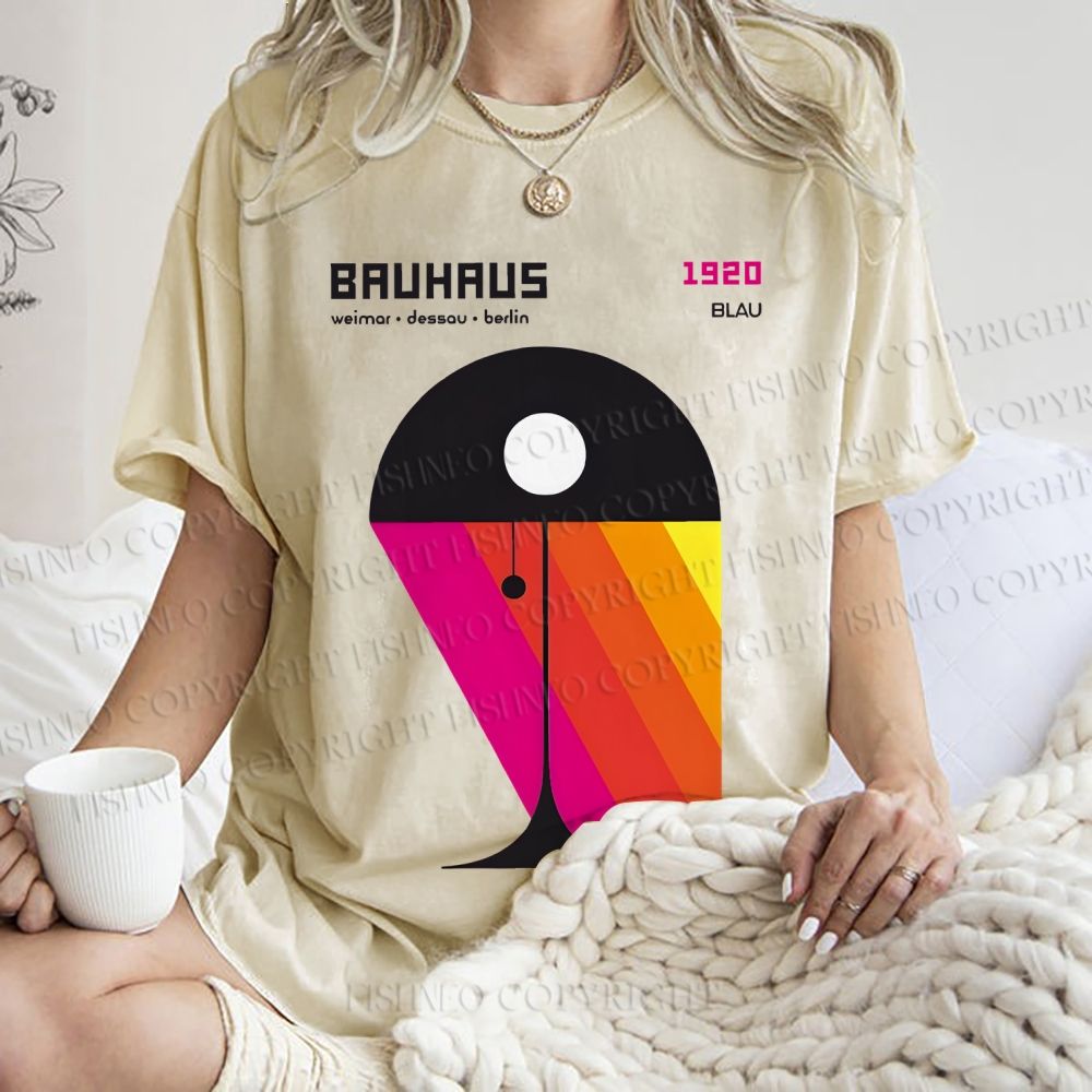 Unisex Bauhaus Design Lamp Printed Washed Tee