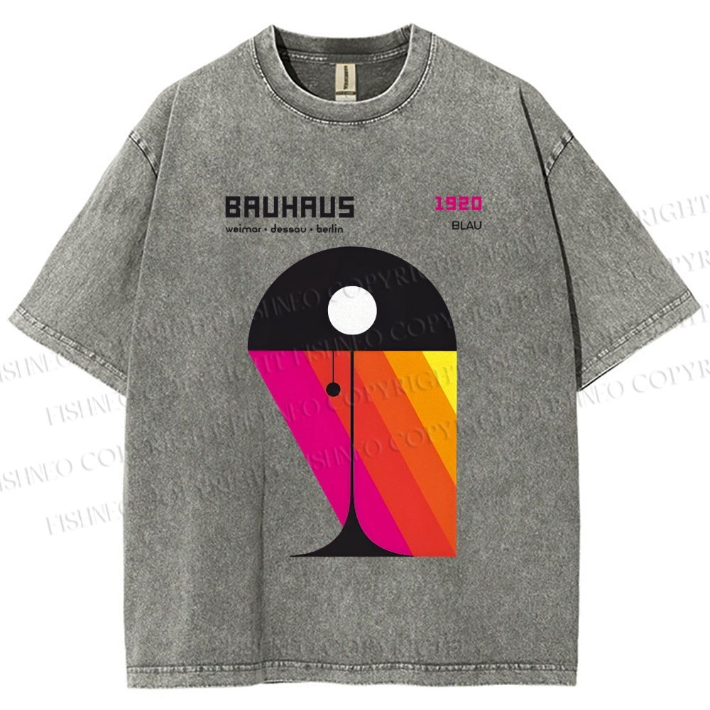 Unisex Bauhaus Design Lamp Printed Washed Tee