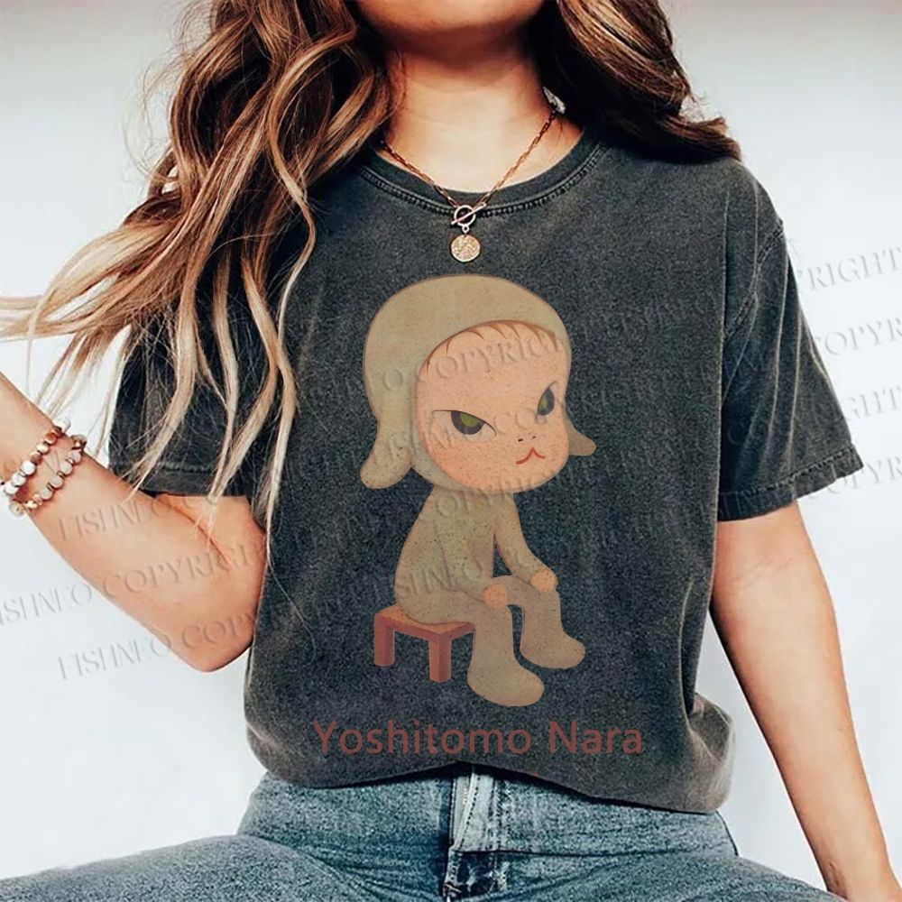 Unisex Yoshitomo Nara Printed Washed Tee