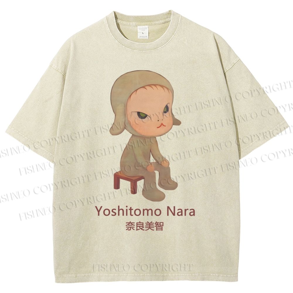 Unisex Yoshitomo Nara Printed Washed Tee
