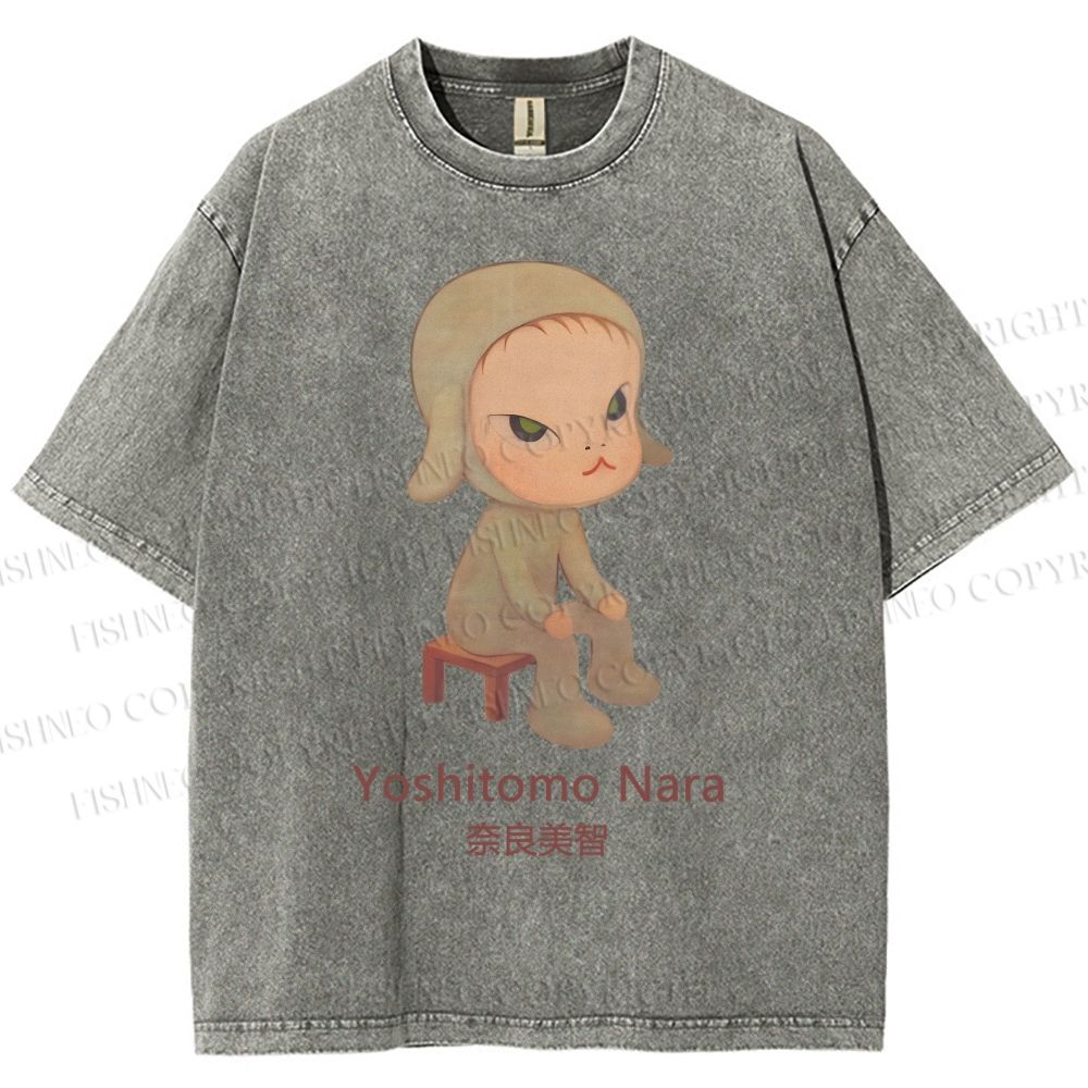Unisex Yoshitomo Nara Printed Washed Tee