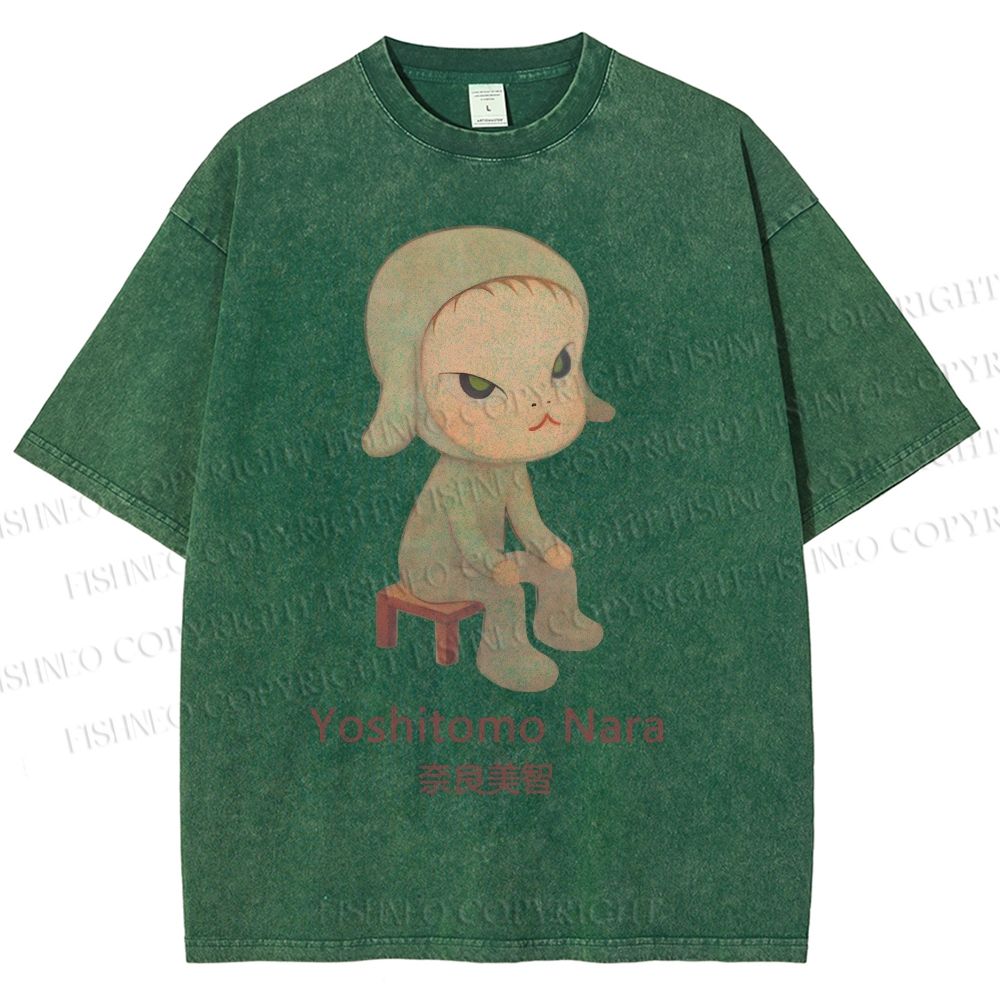 Unisex Yoshitomo Nara Printed Washed Tee